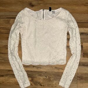 H&M Lace Cropped Shirt